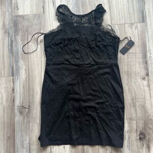 Dex Black body con dress with Lace Accents